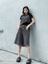 Raw Fringe Wide Denim Shorts